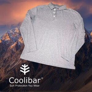 Coolibar Men's Coppitt L/S UPF 50+ Performance Polo Shirt Grey M